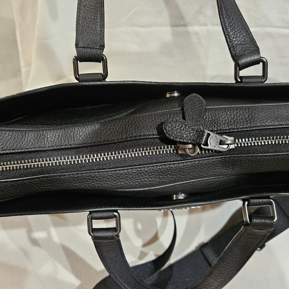 Authentic COACH Graham Structured Briefcase – Black Pebble Leather (Laptop Bag) - Picture 15 of 16